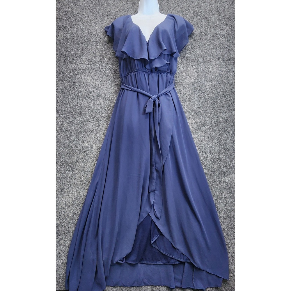 Baltic Born Katya Women's Ruffle V-Neck Wrap Maxi Dress Boho Romantic Chiffon L